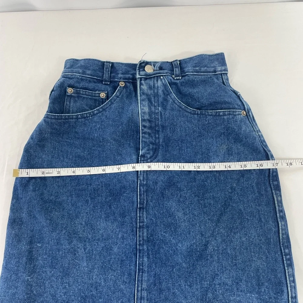 Vintage JEANJER Denim Skirt 5/6 High Waist Blue Jean Skirt 90s Y2K Pencil Mini - Picture 10 of 12
